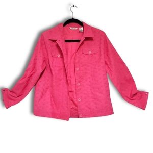 Laura Ashley Pink Lace Button-up Jacket sz M